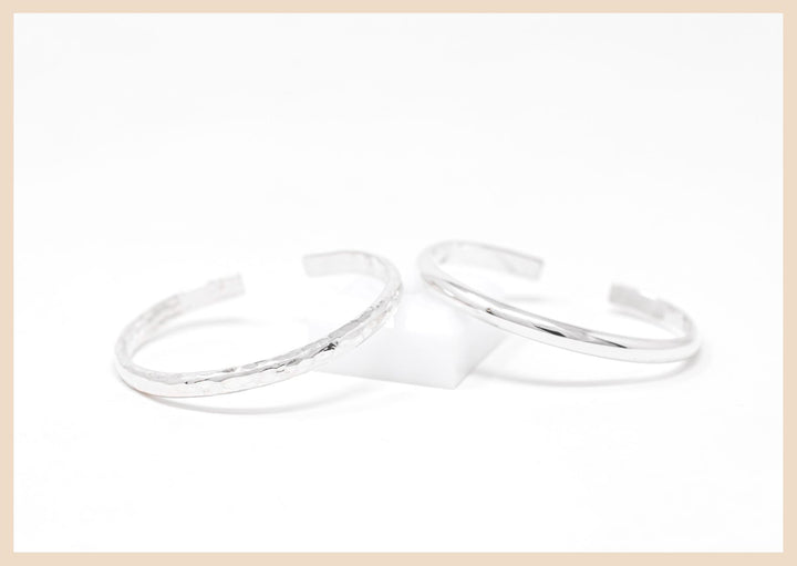 Wanderlust Hammered Sterling Silver Bangle Cuff Bracelet