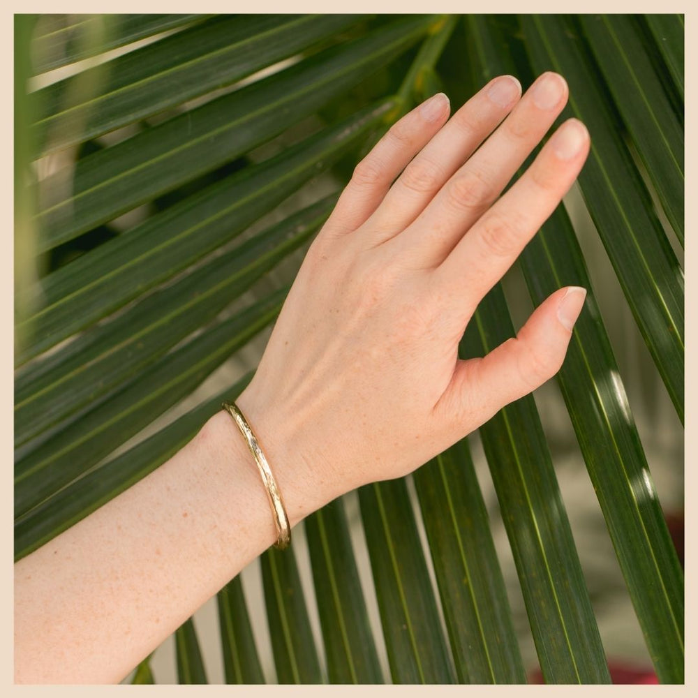 Hammered Gold Bangle Cuff Bracelet Engraved and Personalized Lexington, Kentucky