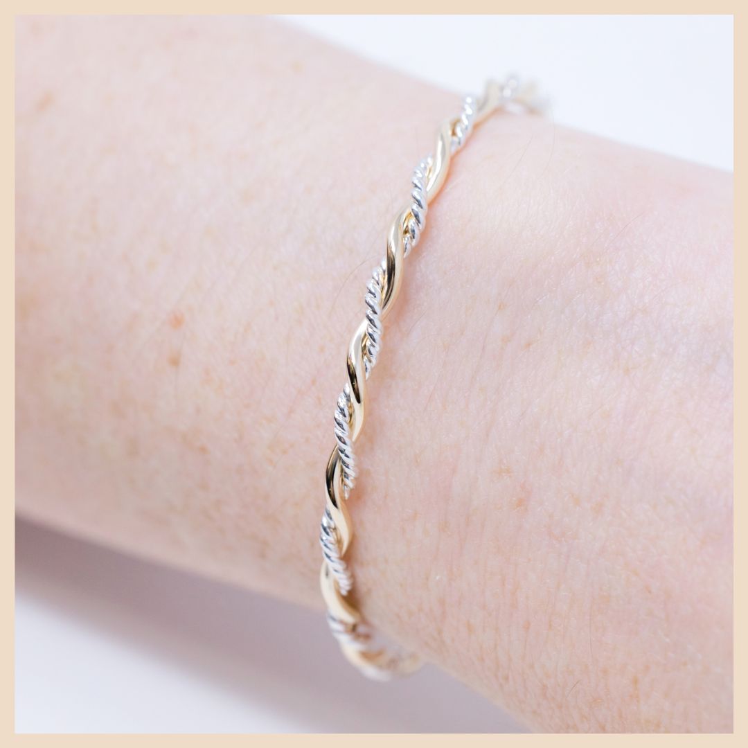Twisted Mixed Metal Bracelet Lexington, Kentucky handmade by Anna Shae Jewelry