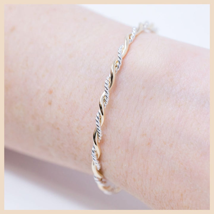 Twisted Mixed Metal Bracelet Lexington, Kentucky handmade by Anna Shae Jewelry