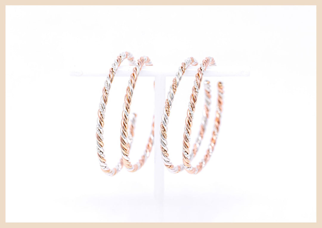 Mixed Metal Rose Gold and Sterling Silver Bracelets