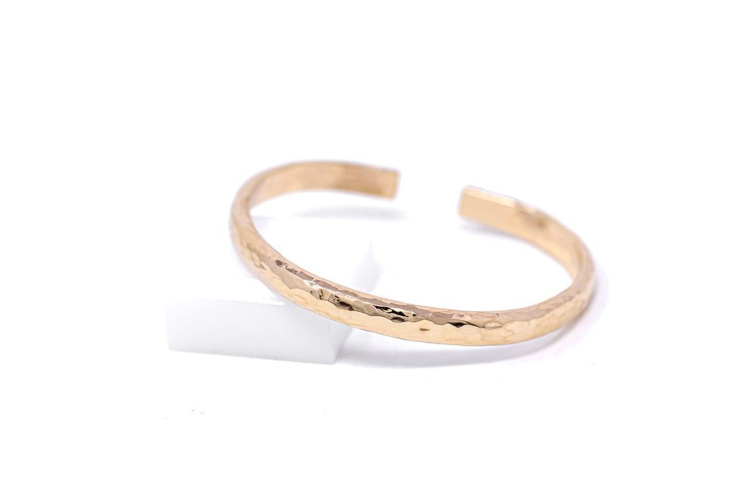 Bold Wanderlust Hammered Gold Bangle Cuff Bracelet