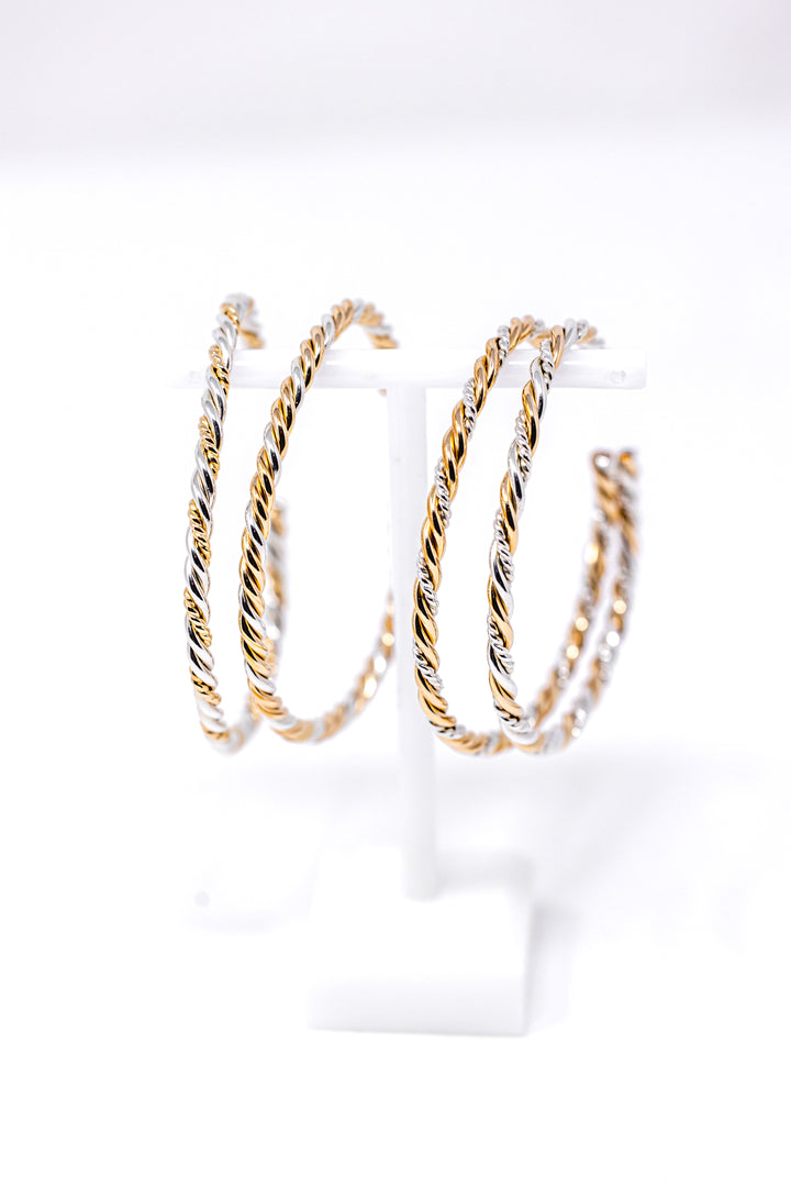 Woven Gold and Silver Bangle Cuff Bracelet