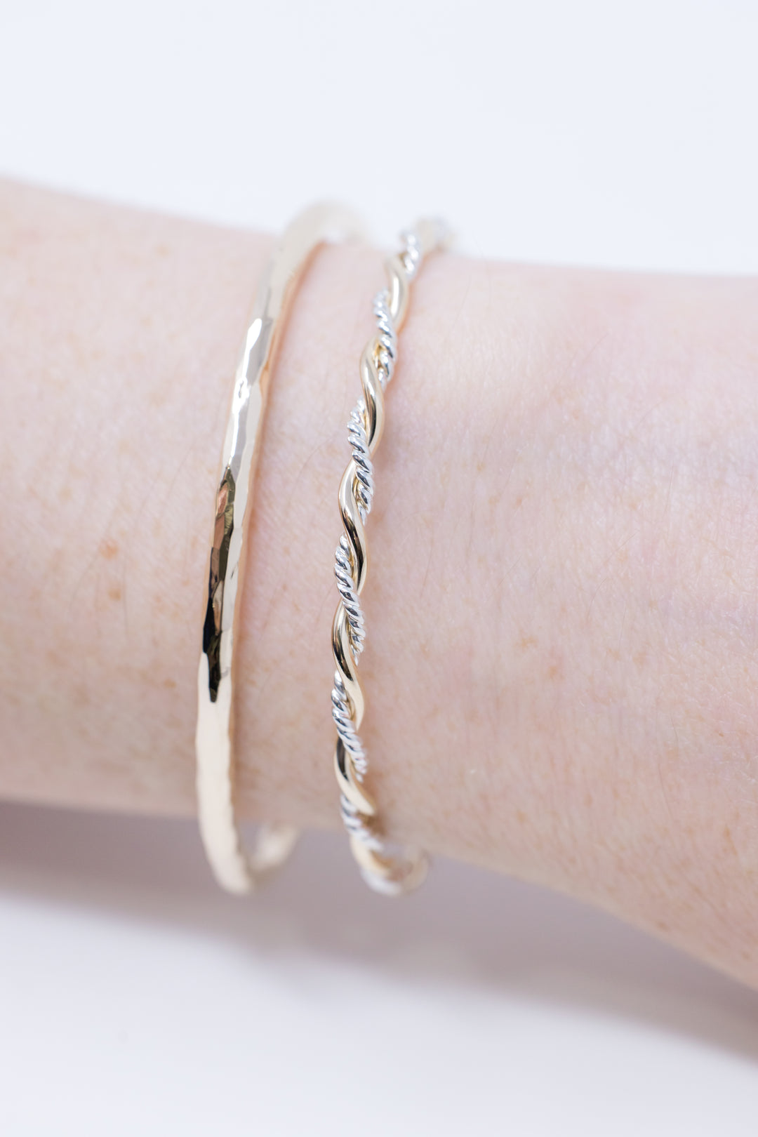 Bangle Cuff Bracelets Mixed Metals Gold and Silver by Anna Shae Jewelry in Lexington Kentucky