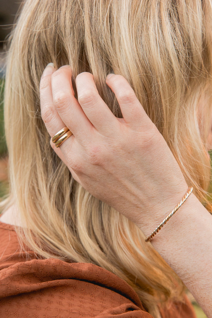 Woven Gold and Silver Bangle Cuff Bracelet