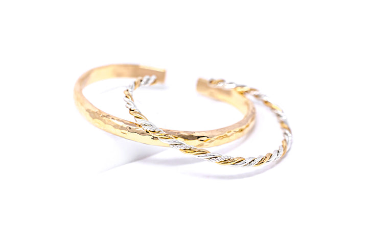 Bold Wanderlust Hammered Gold Bangle Cuff Bracelet