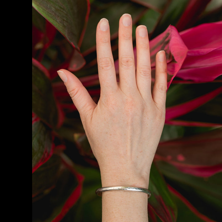 Sparkly hammered sterling silver bangle cuff bracelet by Anna Shae jewelry in Lexington, Kentucky