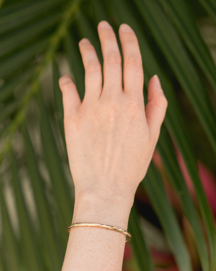 Hammered gold bangle cuff bracelet by Anna Shae Jewelry in Lexington, Kentucky