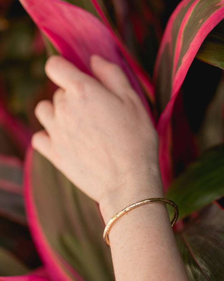 Sparkly hammered thin bangle cuff bracelet by Anna Shae Jewelry in Lexington, Kentucky