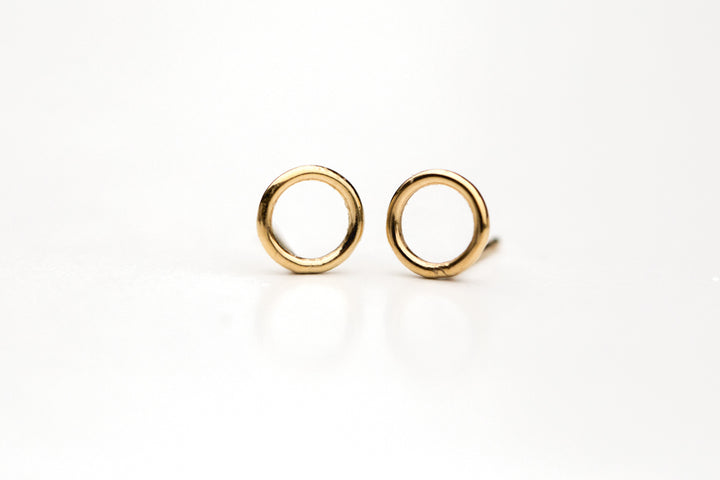 circle stud earrings made out of gold filled metal by Anna Shae Jewelry in Lexington, Kentucky