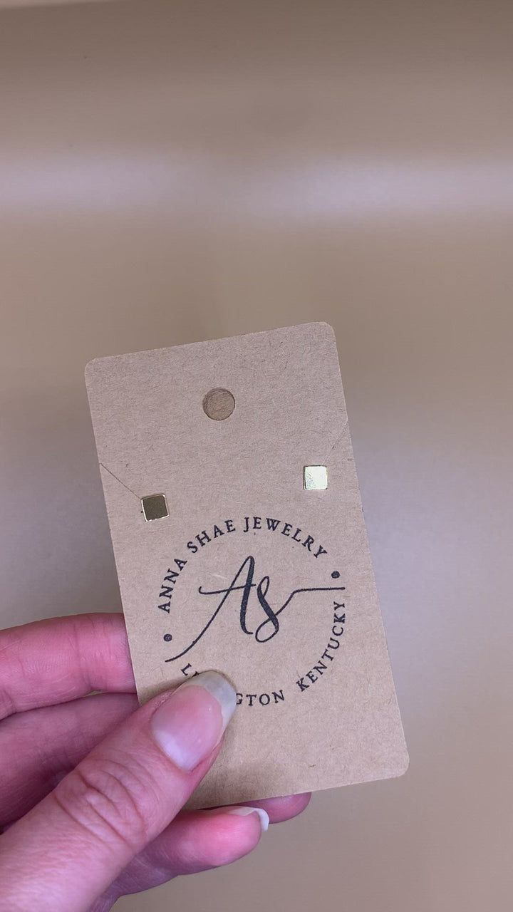 Gold Square Stud Earrings