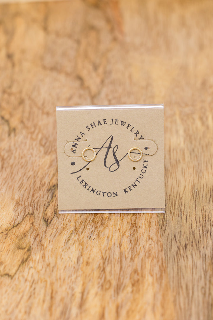 Gold Circle Stud Earrings