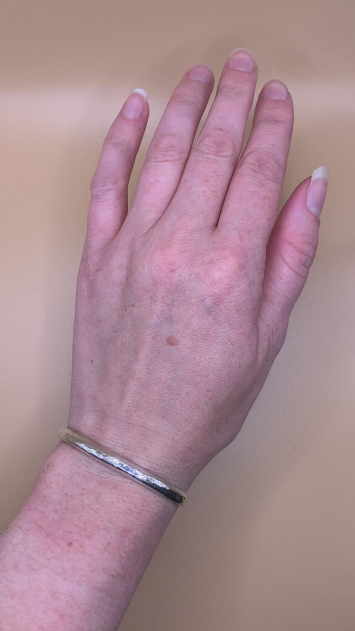 Wanderlust Hammered Sterling Silver Bangle Cuff Bracelet