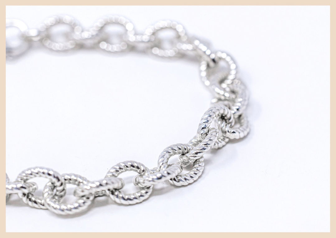 Silver Oval Twist Chain Bracelet 