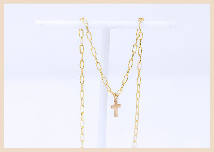 Gold Paperclip Chain Necklace with a Chain