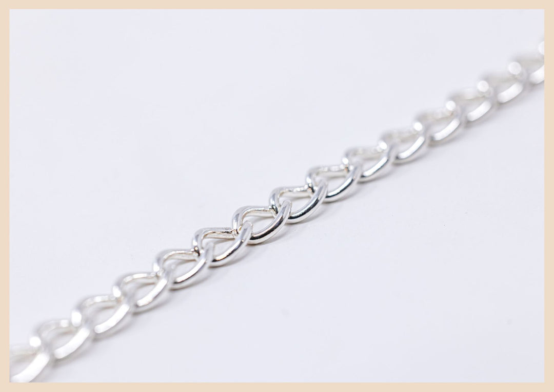 Silver Curb Chain Necklace and Bracelet