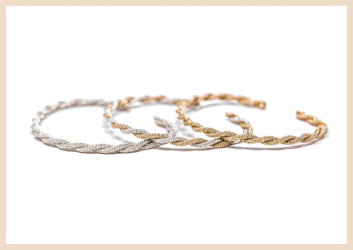 Embrace Sparkly Entwined Silver Bangle Cuff Bracelet