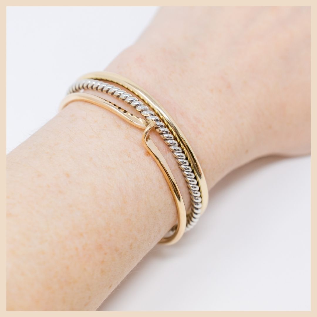 Gold Stackable Twisted Unique Shaped Bangle Cuff Bracelet in Lexington, Kentucky