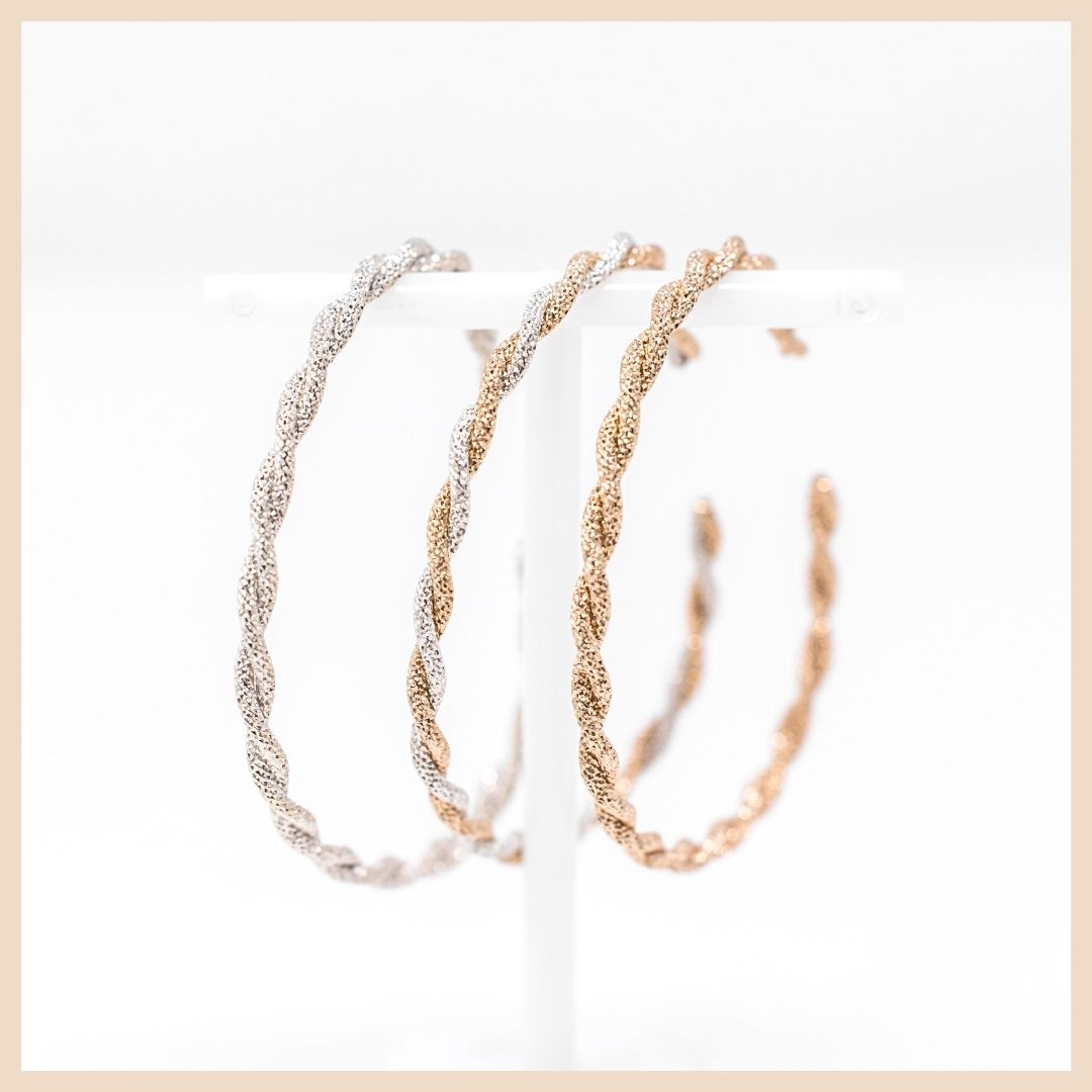 Embrace Sparkly Entwined Gold and Silver Bangle Cuff Bracelet