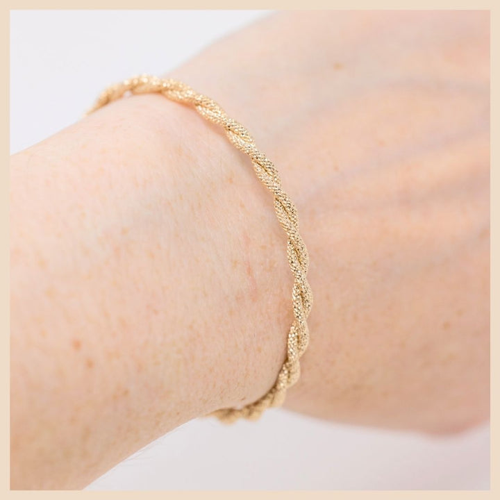 Embrace Sparkly Entwined Gold Bangle Cuff Bracelet