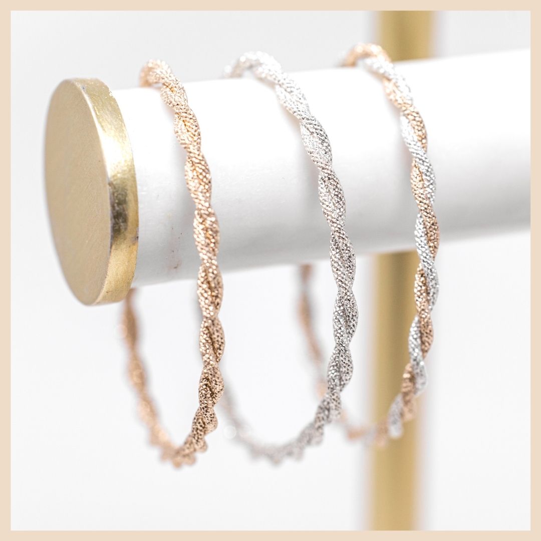 Embrace Sparkly Entwined Gold Bangle Cuff Bracelet