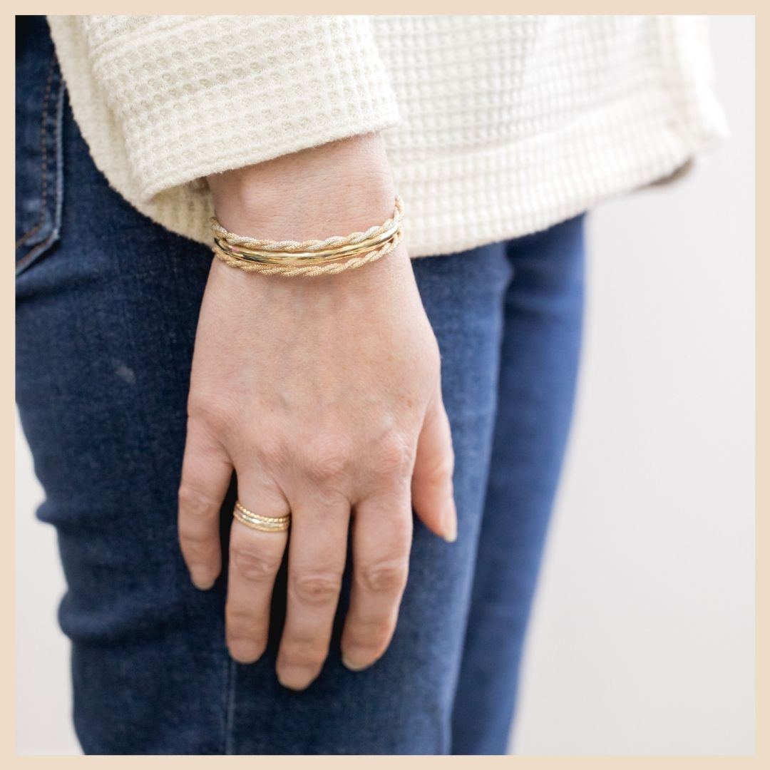 Embrace Sparkly Entwined Gold Bangle Cuff Bracelet