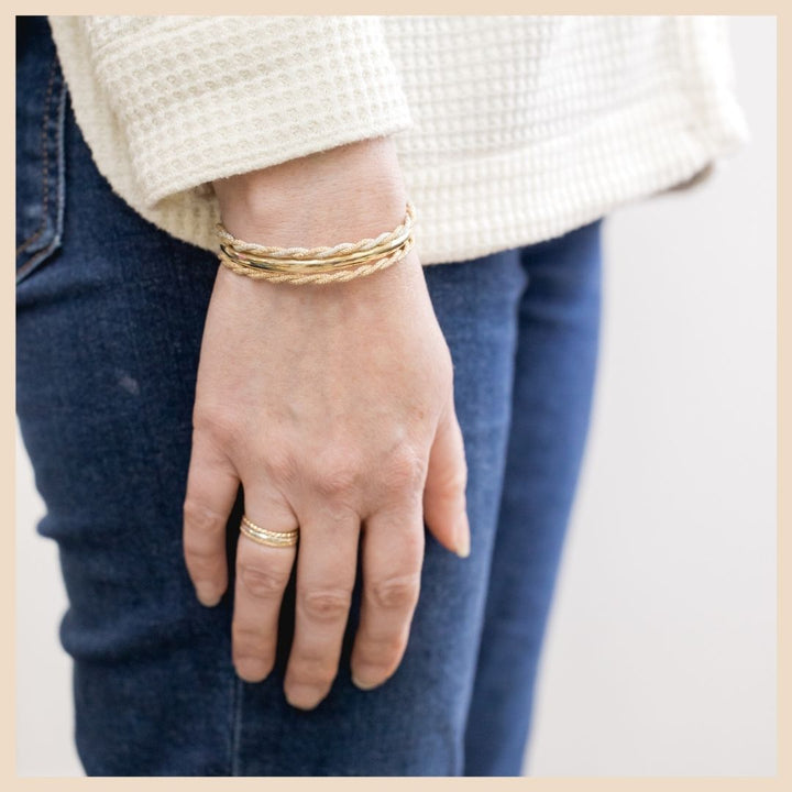 Embrace Sparkly Entwined Gold Bangle Cuff Bracelet