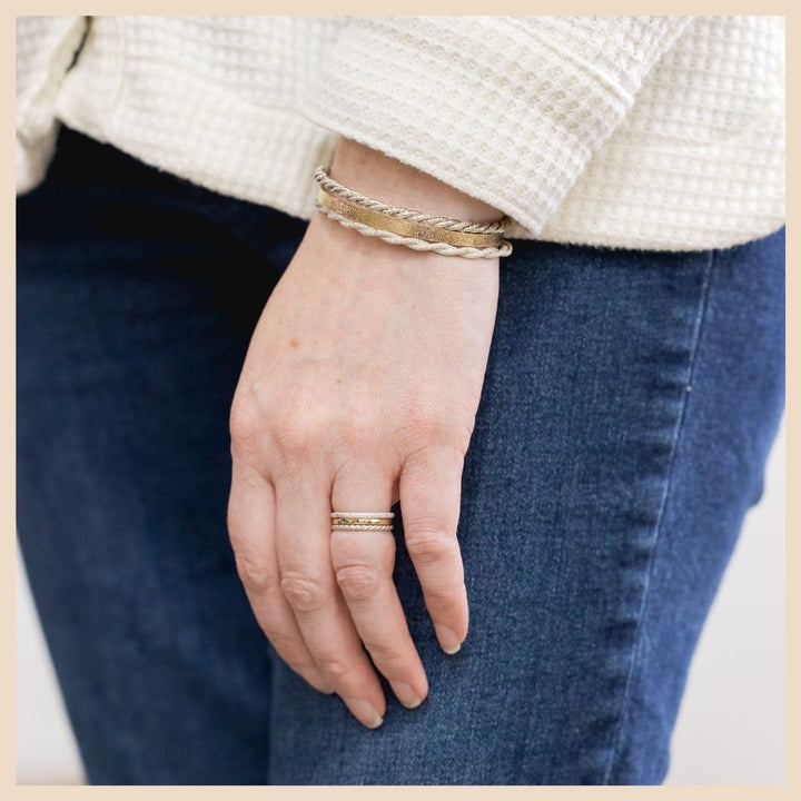 Embrace Sparkly Entwined Gold and Silver Bangle Cuff Bracelet