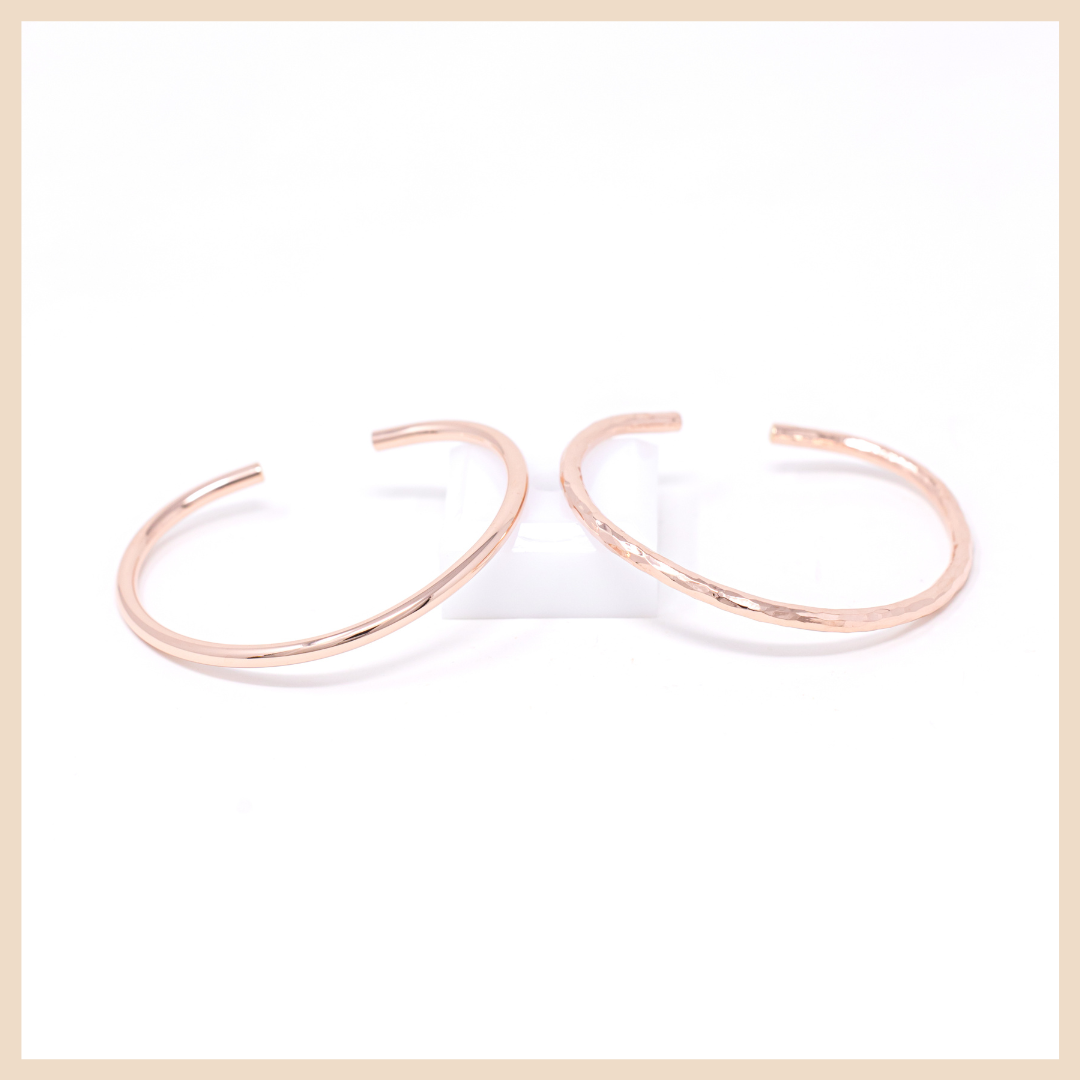 Rose Gold Stackable Bangle Cuff Bracelets Hammered and Smooth Lexington, Kentucky