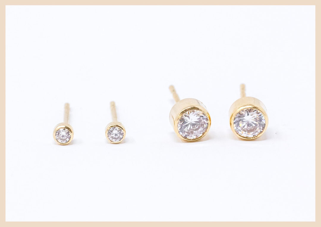Gold stud diamond earrings small jewelry by Anna Shae Jewelry in Lexington, Kentucky
