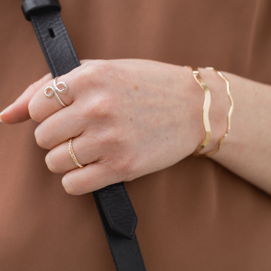 Stackable Gold and silver twisted mix metals rings by Anna Shae Jewelry in Lexington, KY