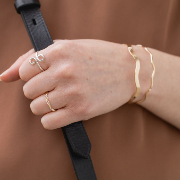 Stackable Gold and silver twisted mix metals rings by Anna Shae Jewelry in Lexington, KY