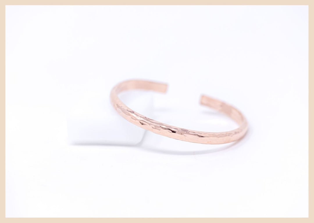 Wanderlust Rose Gold Hammered Bangle Cuff Bracelets 