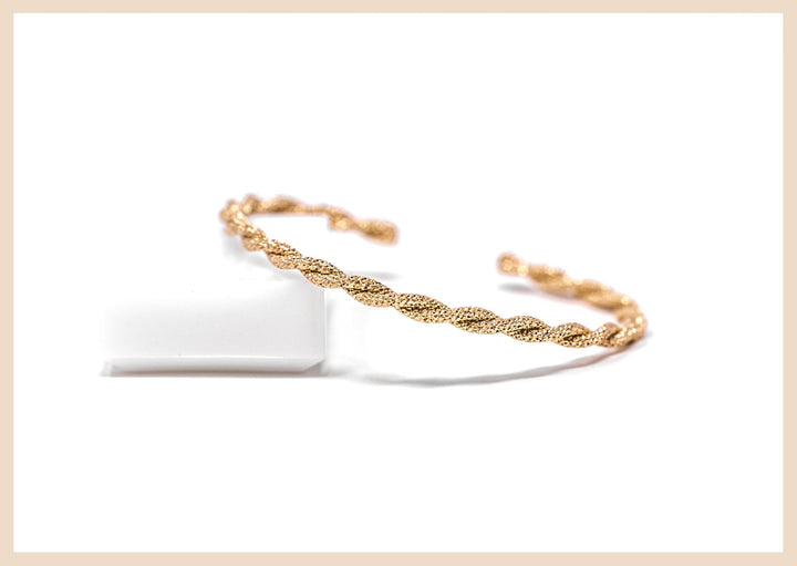 Embrace Sparkly Entwined Gold Bangle Cuff Bracelet