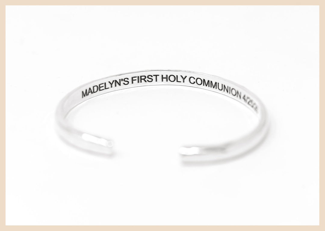 Engraved Silver Bangle Cuff Bracelet 