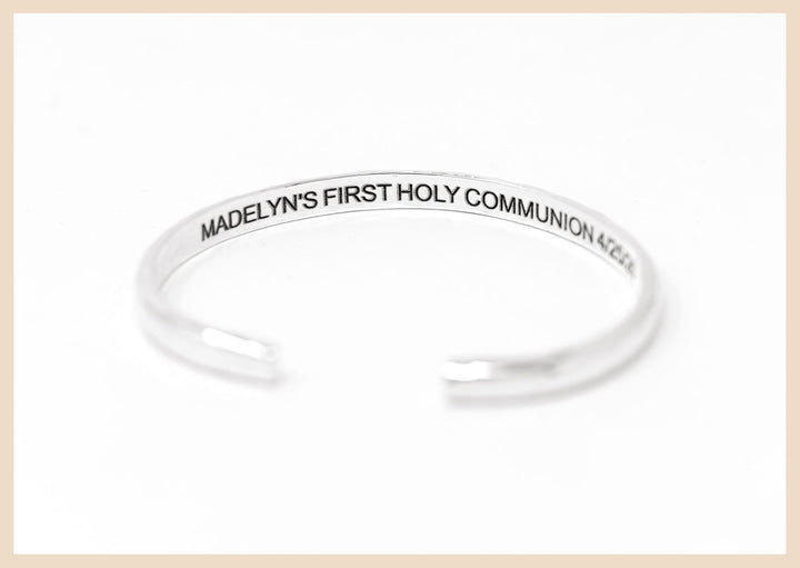 Engraved Silver Bangle Cuff Bracelet 