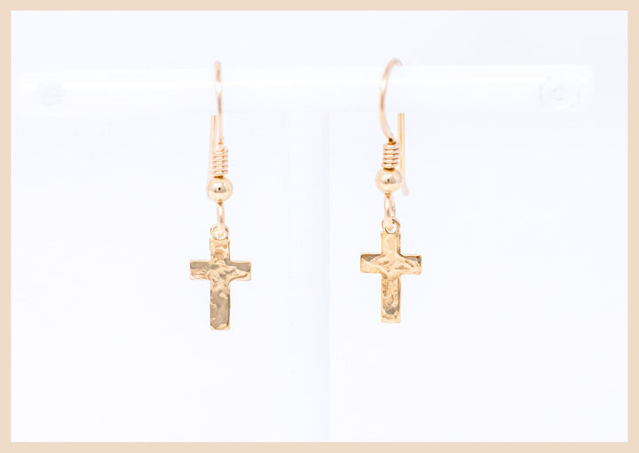 Hammered Cross Earrings