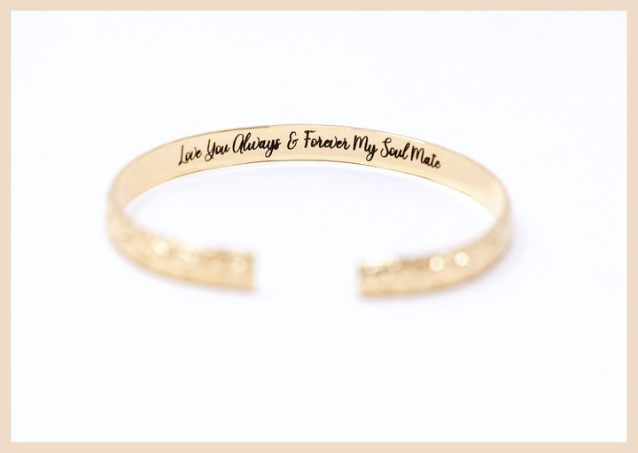 Gold Filled Engraved Bangle Cuff Bracelet 