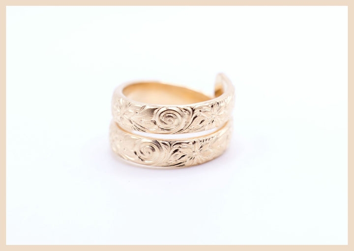 Gold floral double wrap ring made in Lexington, Kentucky by Anna Shae Jewelry