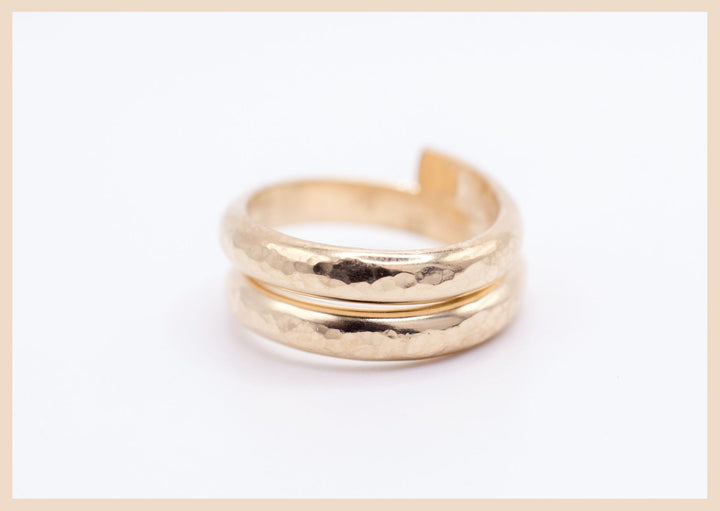 Hammered sparkly double wrap ring handmade in Lexington, Kentucky