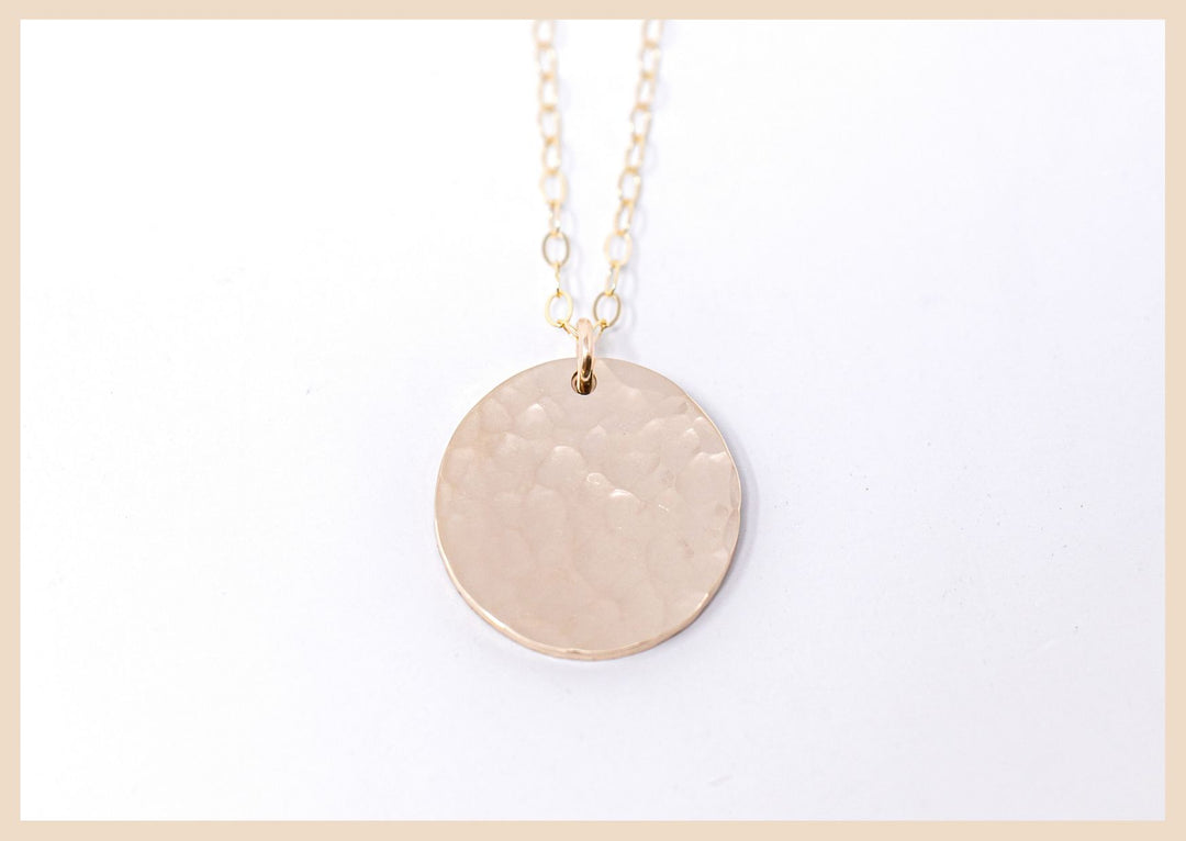 Gold Disk Hammered Necklace