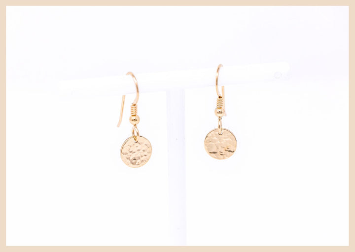 Gold Hammered Dangle Earrings 