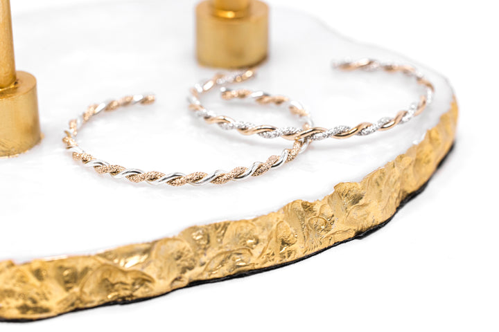 Gold and Silver Twisted Sparkly Bangle Cuff Bracelets 