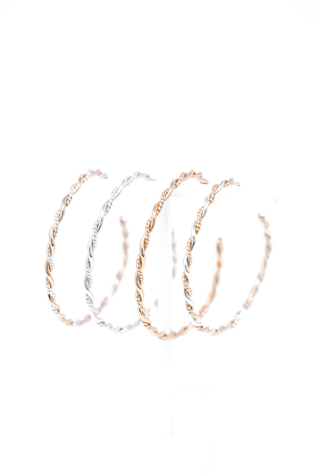 Twisted Gold and Sterling Silver Bangle Cuff Bracelets