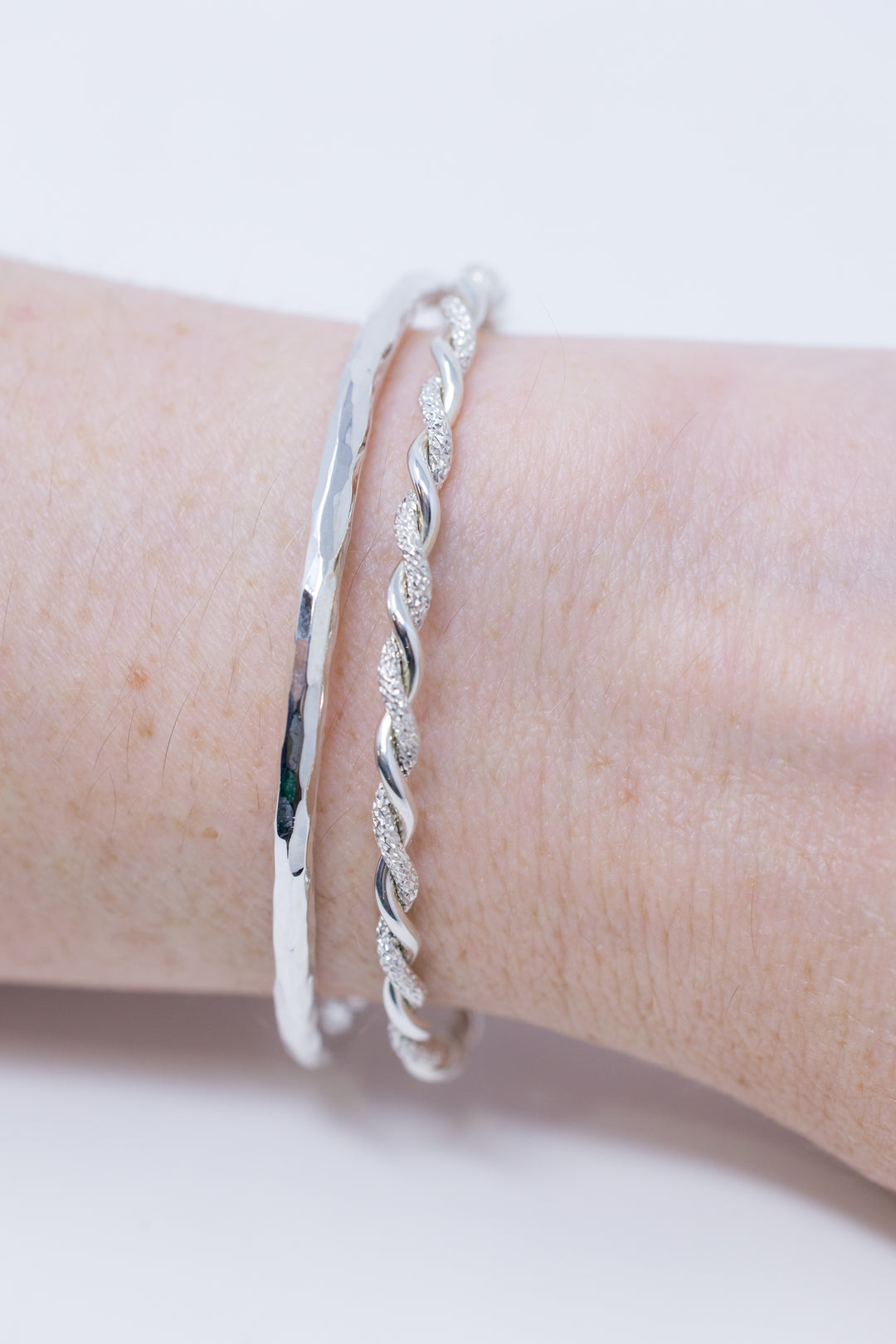 Sterling silver bangle cuff bracelet stack by Anna Shae Jewelry in Lexington, KY