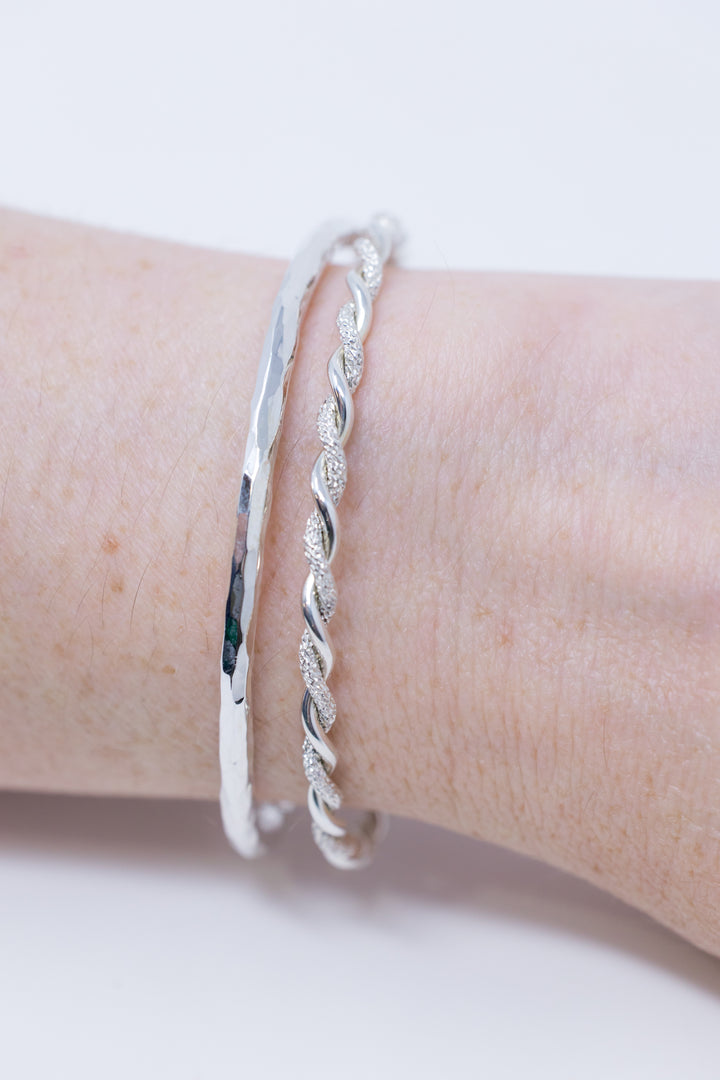 Sterling silver bangle cuff bracelet stack by Anna Shae Jewelry in Lexington, KY