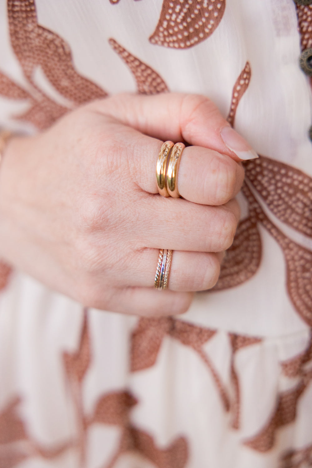 Wanderlust gold ring double stacked by Anna Shae Jewelry in Lexington, KY