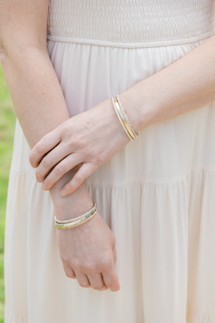 Gold and Silver Bangle Cuff Bracelets
