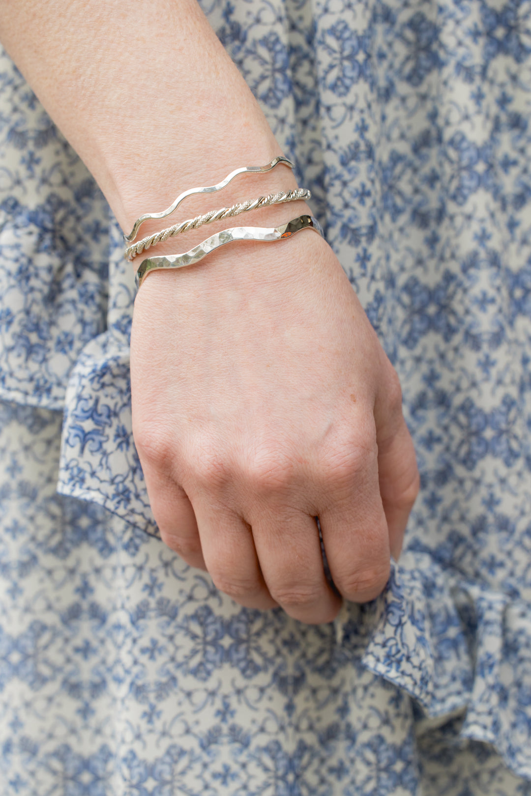 Sterling Silver Bangle Cuff Stack Handmade by Anna Shae Jewelry in Lexington, KY