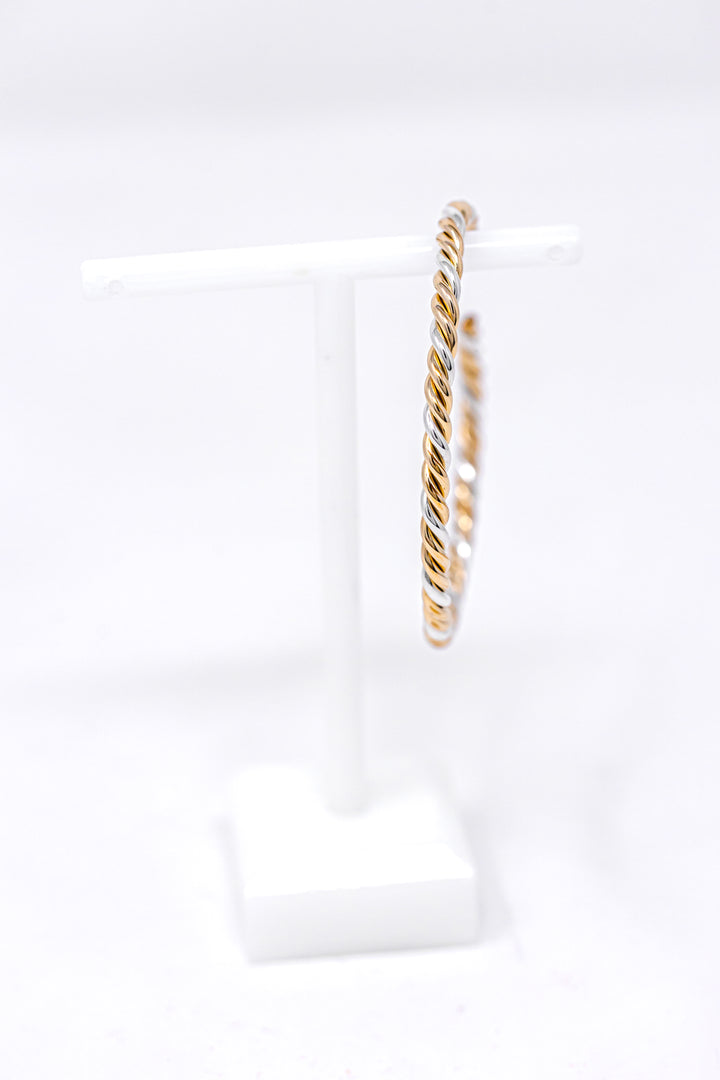 Woven Gold and Silver Bangle Cuff Bracelet